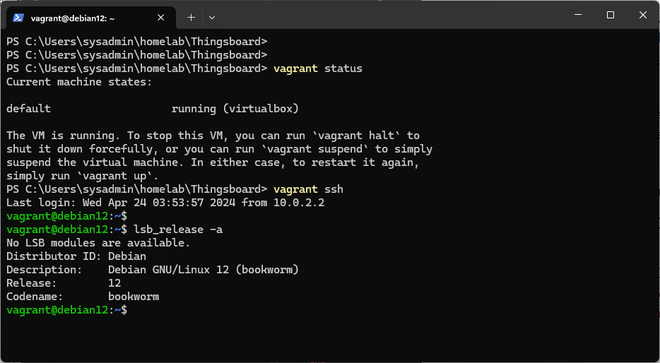 vagrant status ssh